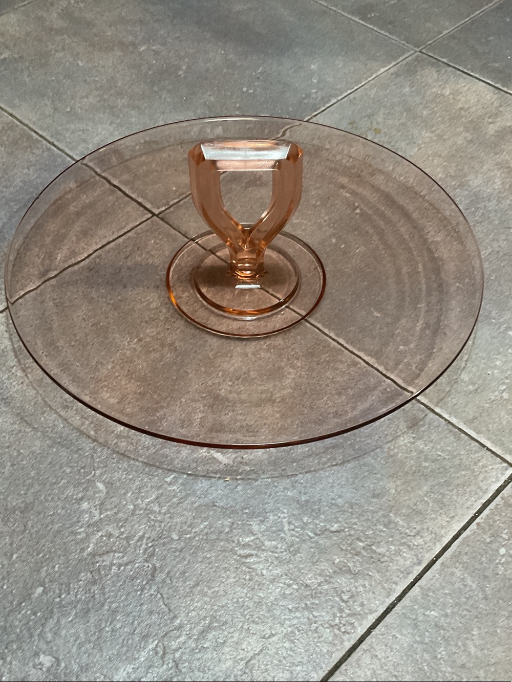 Vintage Pink Glass Pedestal Cake Stand